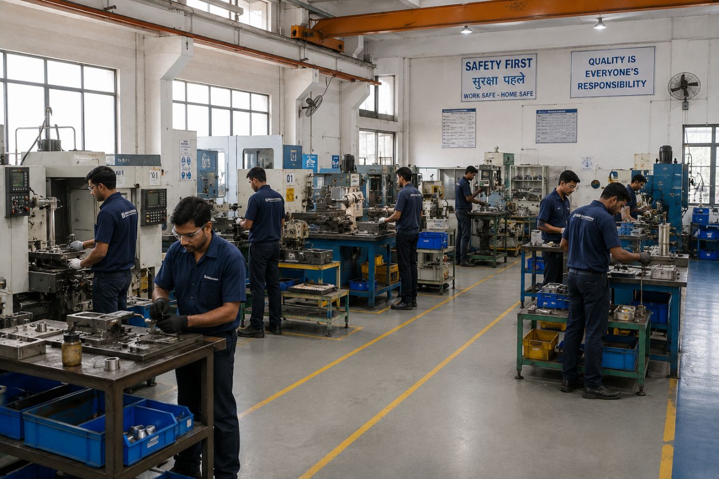 Factory floor workers at a growing manufacturing establishment